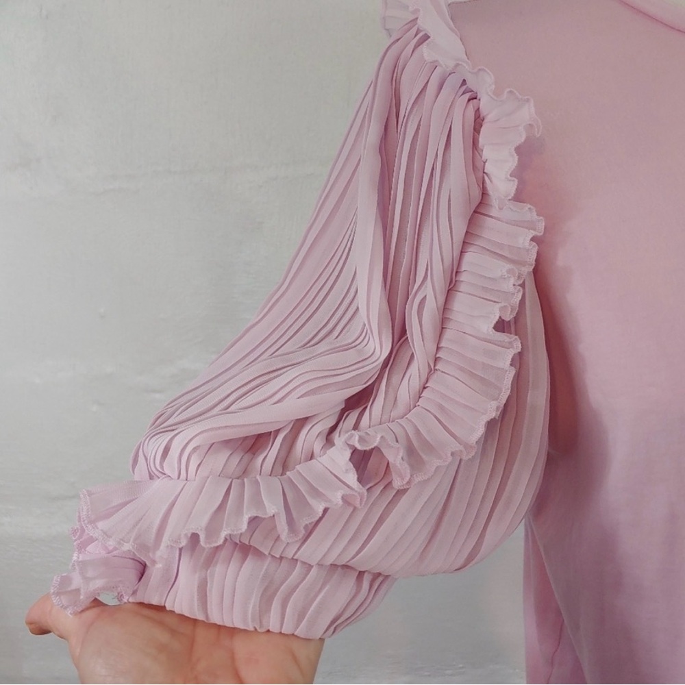 Express Light Pink Blouse with Ruffle Sleeves - Picture 5 of 8